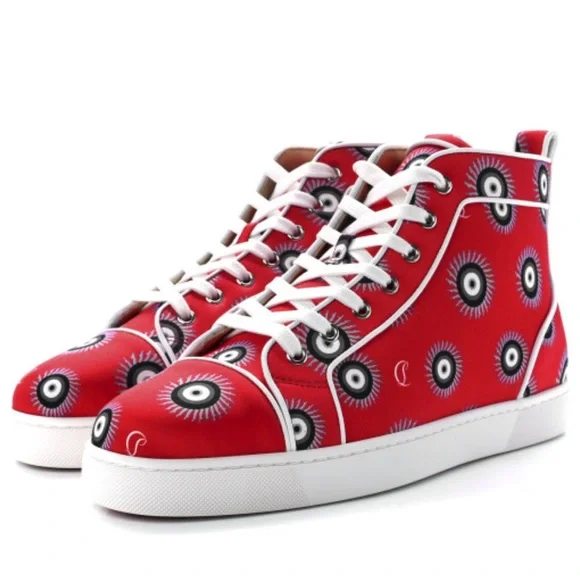 👞 CHRISTIAN LOUBOUTIN Satin Nappa Loubi Eye Louis Orlato Flat Sneakers Size: 41 - Picture 2 of 11